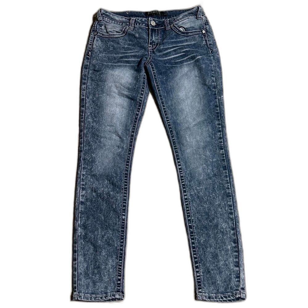 Premiere by Rue-21 Acid Wash Skinny Jeans w/Embroidered Pockets 5/6R